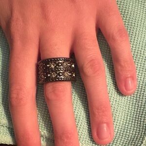 White House Black Market Silver and Black Ring